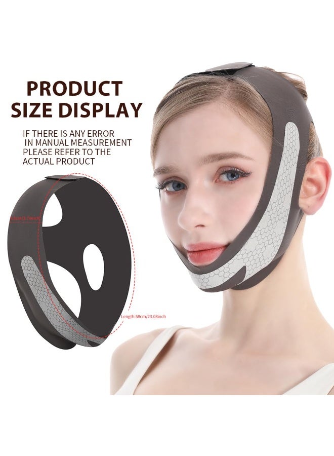 قناع رفع الوجه خط V من الجرافين، حزام رفع الوجه للنوم، حزام ذقن قابل لإعادة الاستخدام وقابل للتعديل لرفع خط الفك، أحزمة رفع الذقن المزدوج للنساء - Image 2